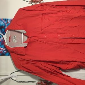 REI red long sleeved field shirt